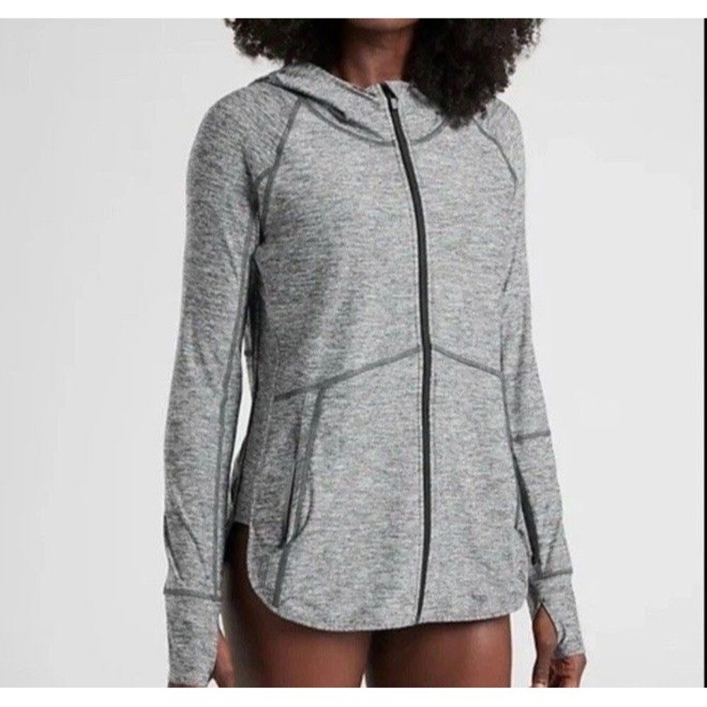 Athleta Women's Gray Heathered Full Zip Lightweight Performance Hoodie Size S